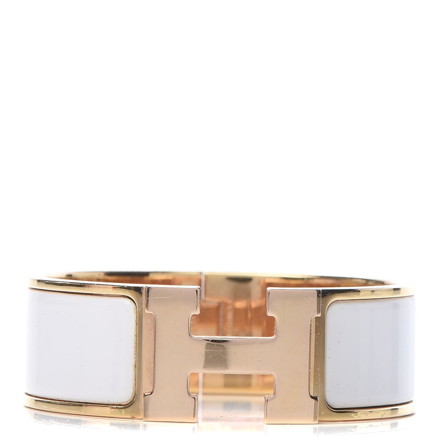 Enamel Wide Clic Clac H Bracelet GM White