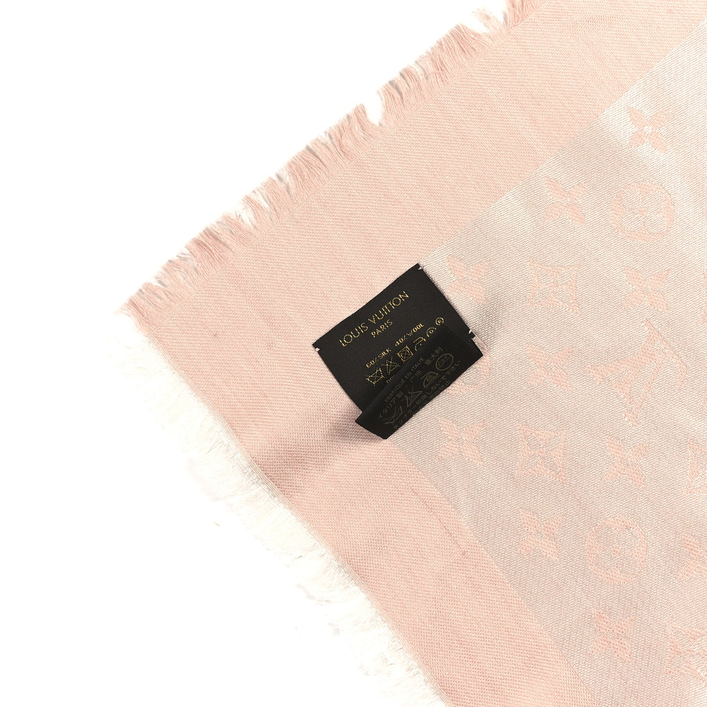 Silk Wool Monogram Denim Shawl Rose