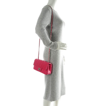 Chanel Lambskin Quilted Mini Rectangular Flap Dark Pink 2 of 10