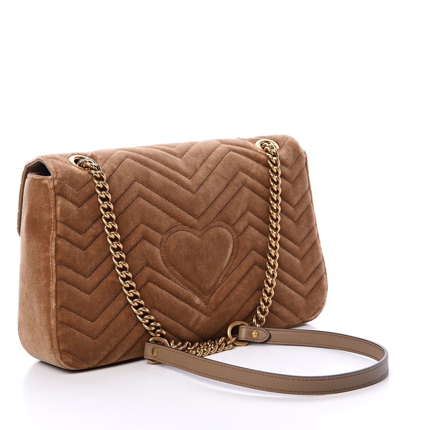 Velvet Matelasse Medium GG Marmont Shoulder Bag Taupe