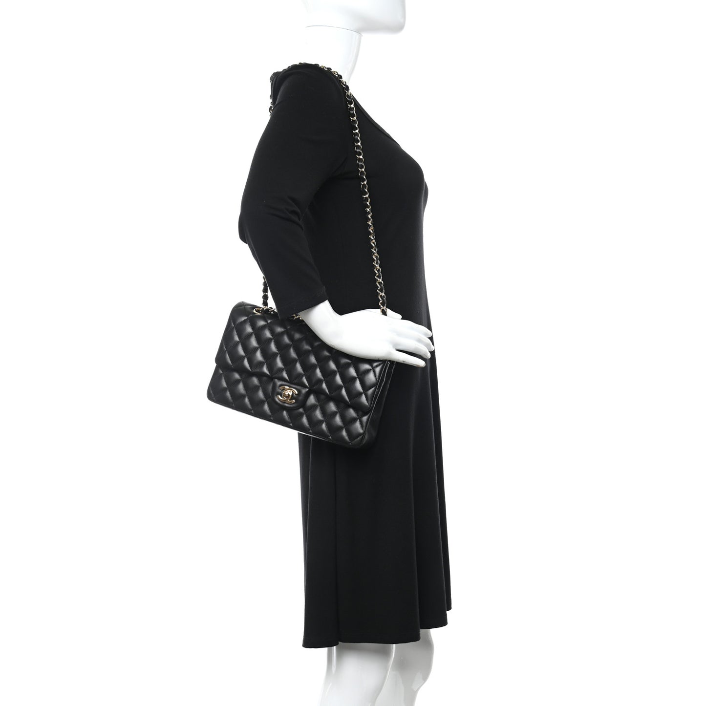Lambskin Quilted Medium Double Flap Black