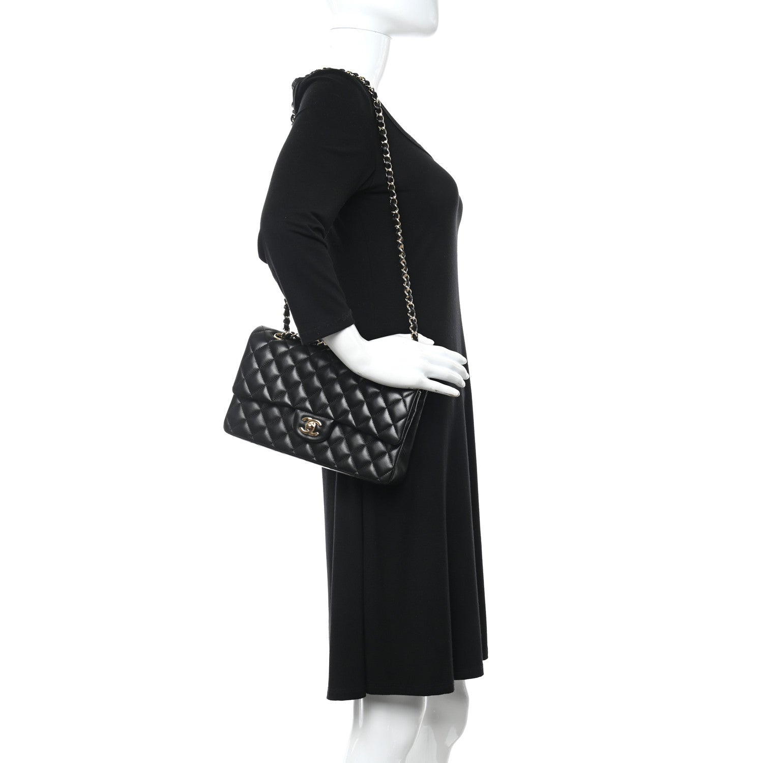 Chanel Lambskin Quilted Medium Double Flap Black 2 of 16