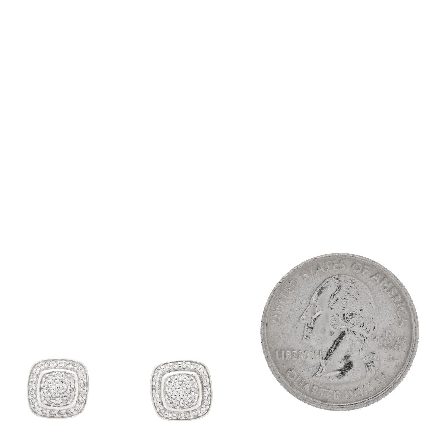 David Yurman Sterling Silver Diamond 5mm Pave Albion Earrings 2 of 4