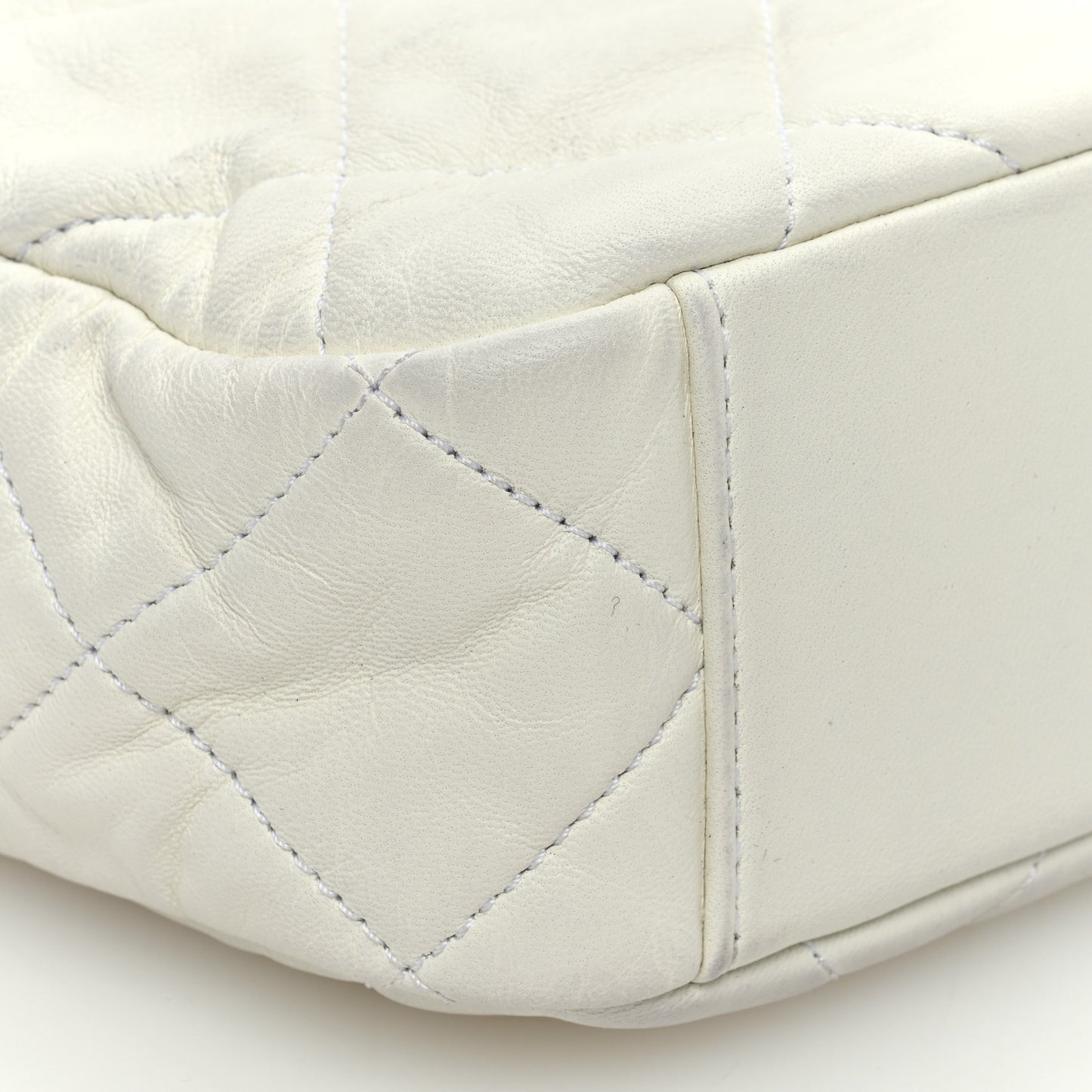 Lambskin Pearl Quilted CC Mini Camera Case White