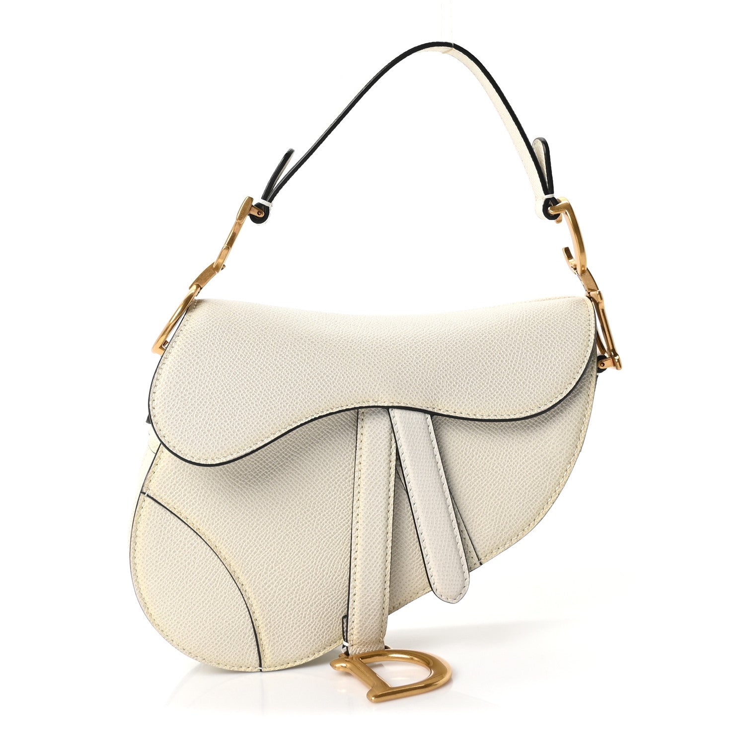 Christian Dior Grained Calfskin Mini Saddle Bag White 1 of 9