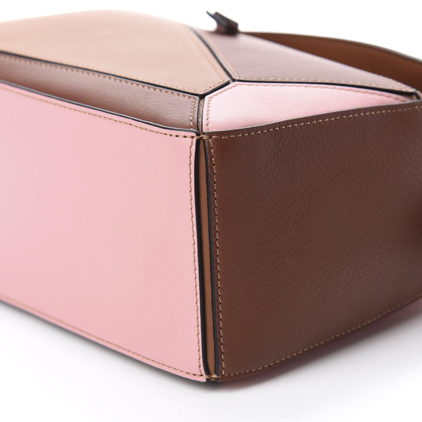 Calfskin Small Puzzle Bag Tan Medium Pink