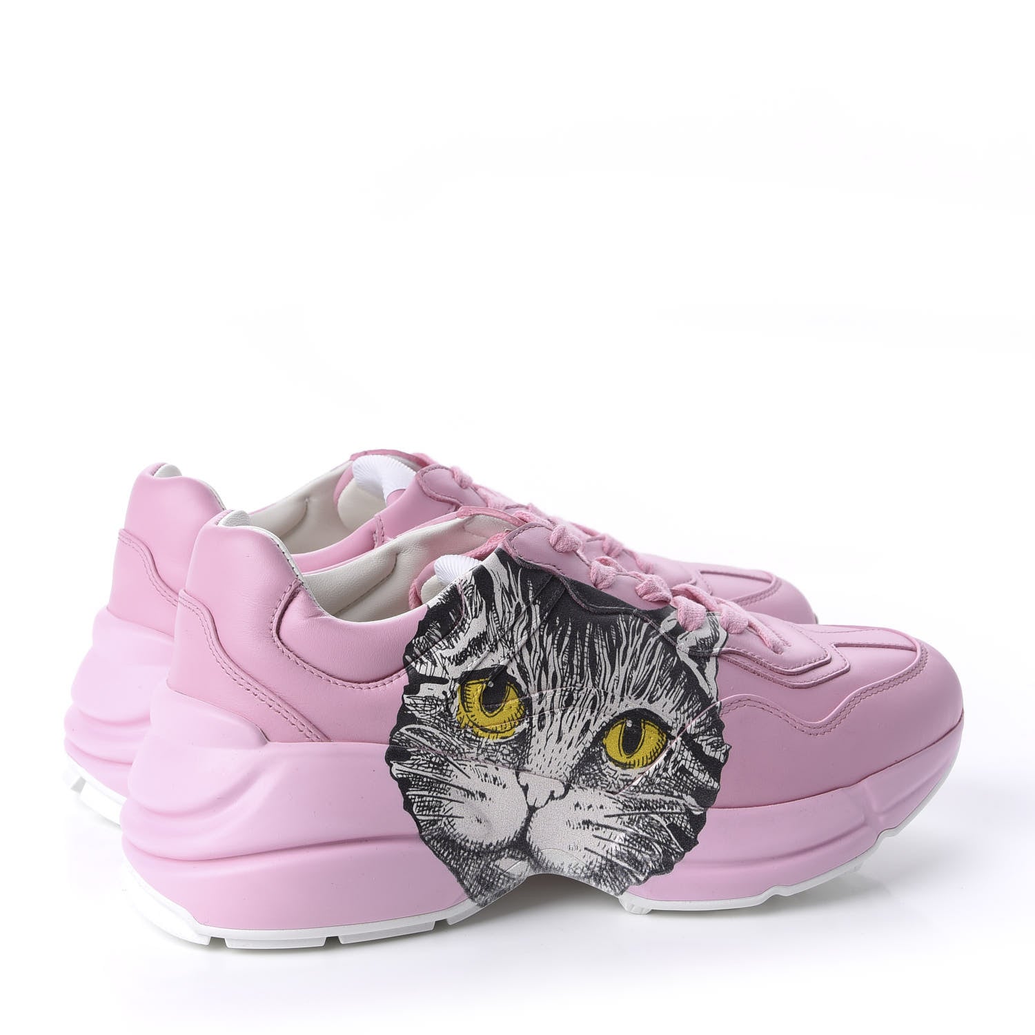 Gucci Calfskin Mystic Cat Rhyton Sneakers 36.5 Sugar Pink 4 of 11