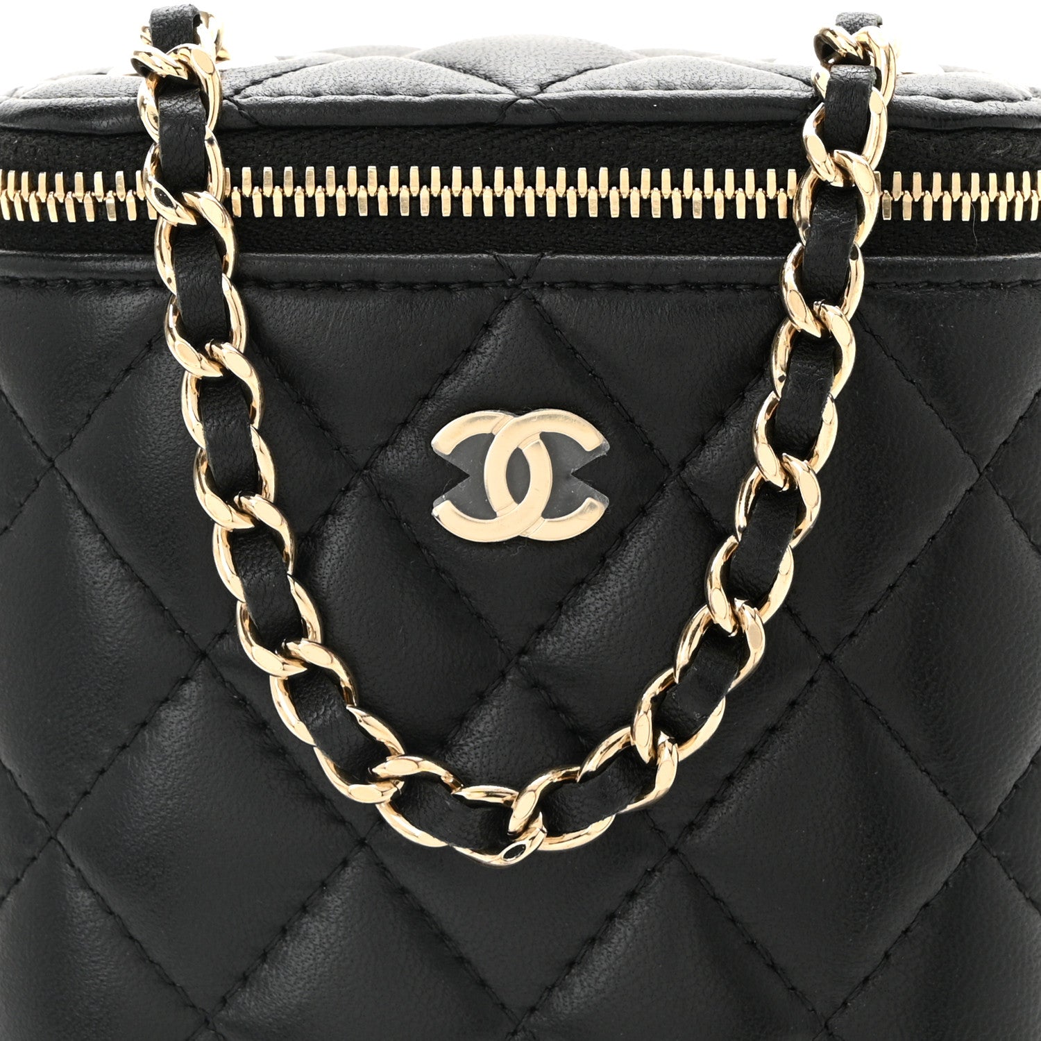 Chanel Lambskin Quilted Small Vertical Coco Beauty Vanity Case With Chain Black 8 of 10