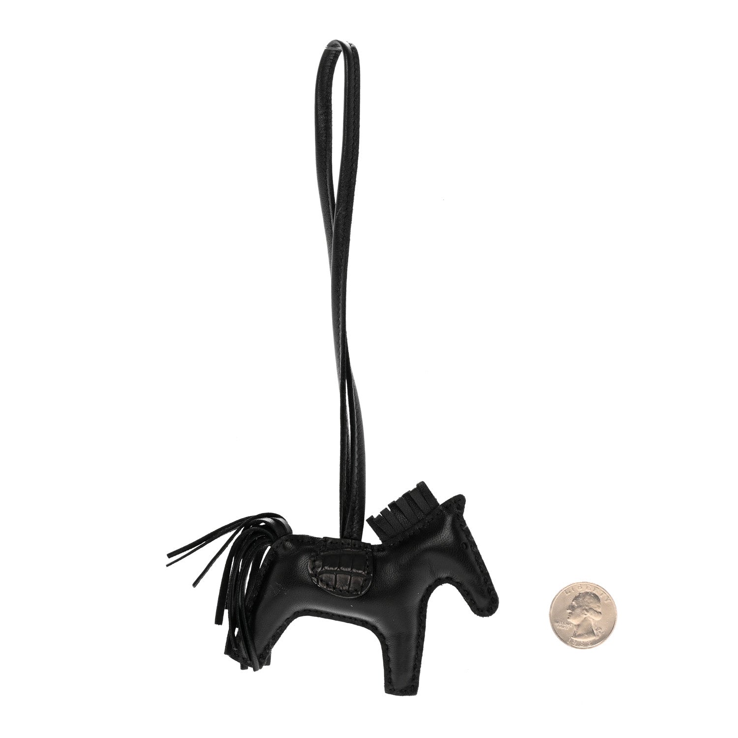 Hermes Milo Lambskin Matte Alligator Touch Grigri Rodeo Horse Bag Charm PM So Black 2 of 10