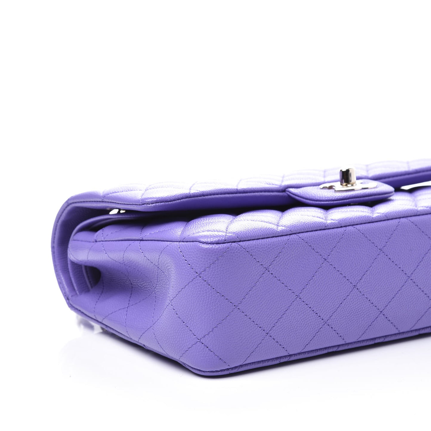 Caviar Quilted Medium Double Flap Purple