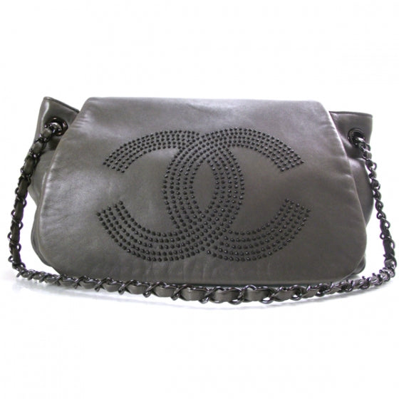 Chanel Lambskin Studded Flap Gray 1 of 13