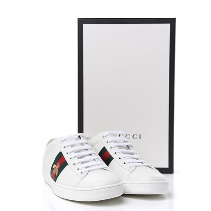 Gucci Calfskin Web Bee Embroidered Womens Ace Sneakers 38 White Green 9 of 9