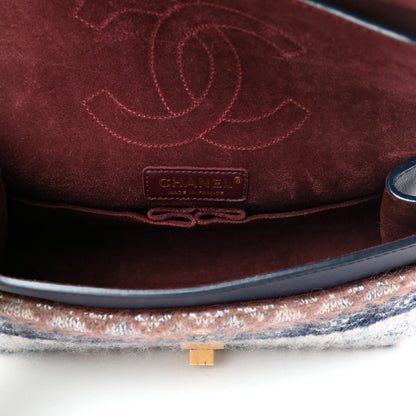 Chanel Smooth Calfskin Knit Nude 2.55 Reissue 225 Flap Navy 5 of 10