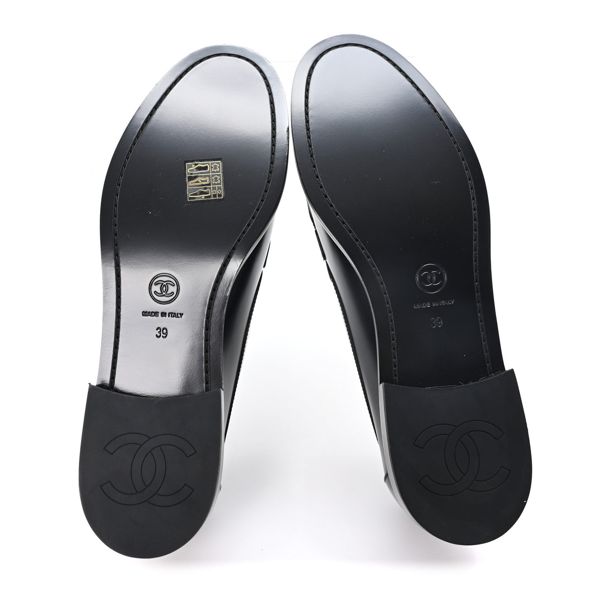 Chanel Calfskin Crystal CC Mocassin Loafers 39 Black 6 of 10