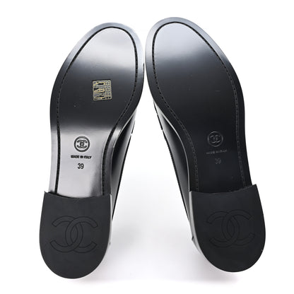 Chanel Calfskin Crystal CC Mocassin Loafers 39 Black 6 of 10