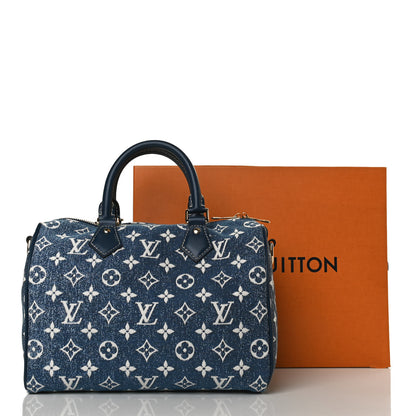 Louis Vuitton Monogram Jacquard Denim Speedy Bandouliere 25 Bleu 15 of 15