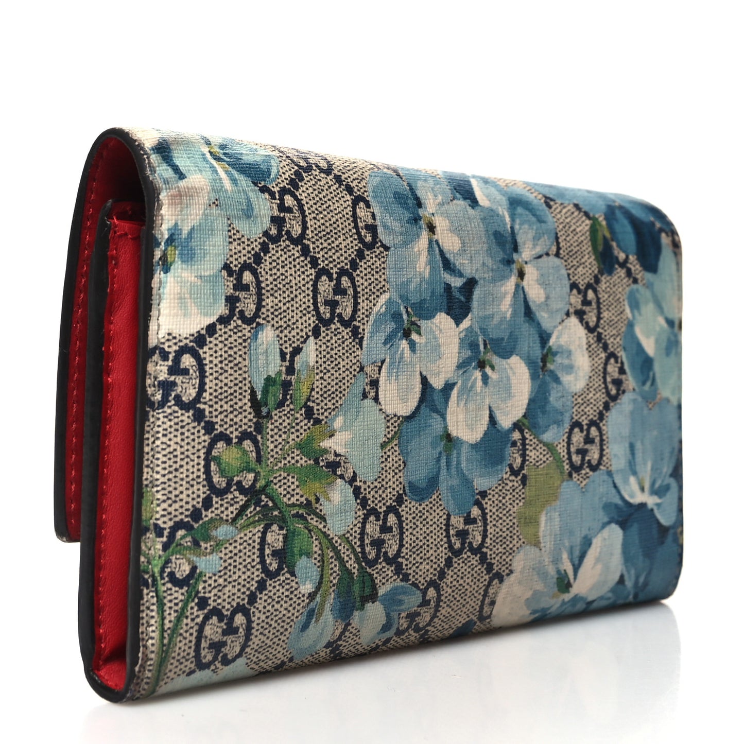 GG Supreme Monogram Blooms Continental Wallet Blue