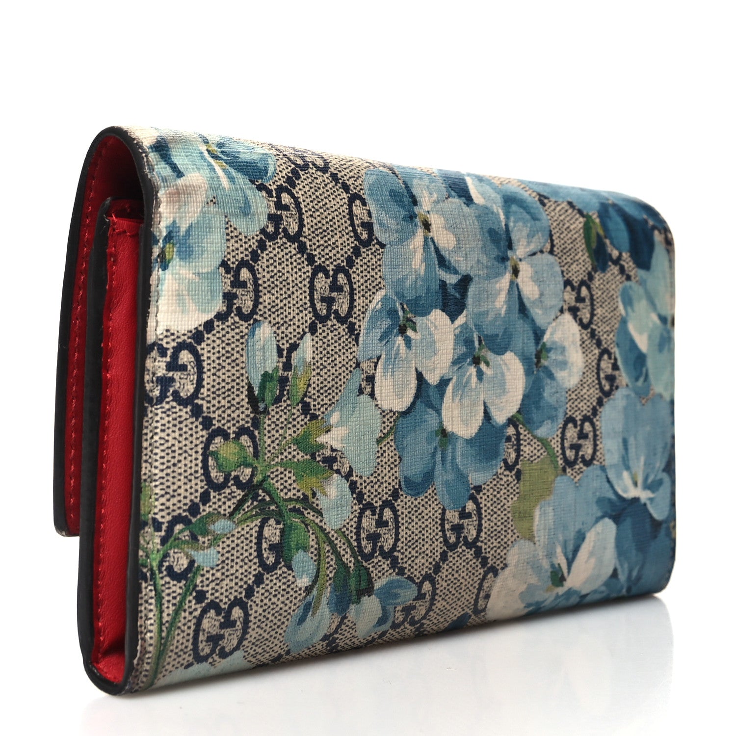 Gucci GG Supreme Monogram Blooms Continental Wallet Blue 3 of 12