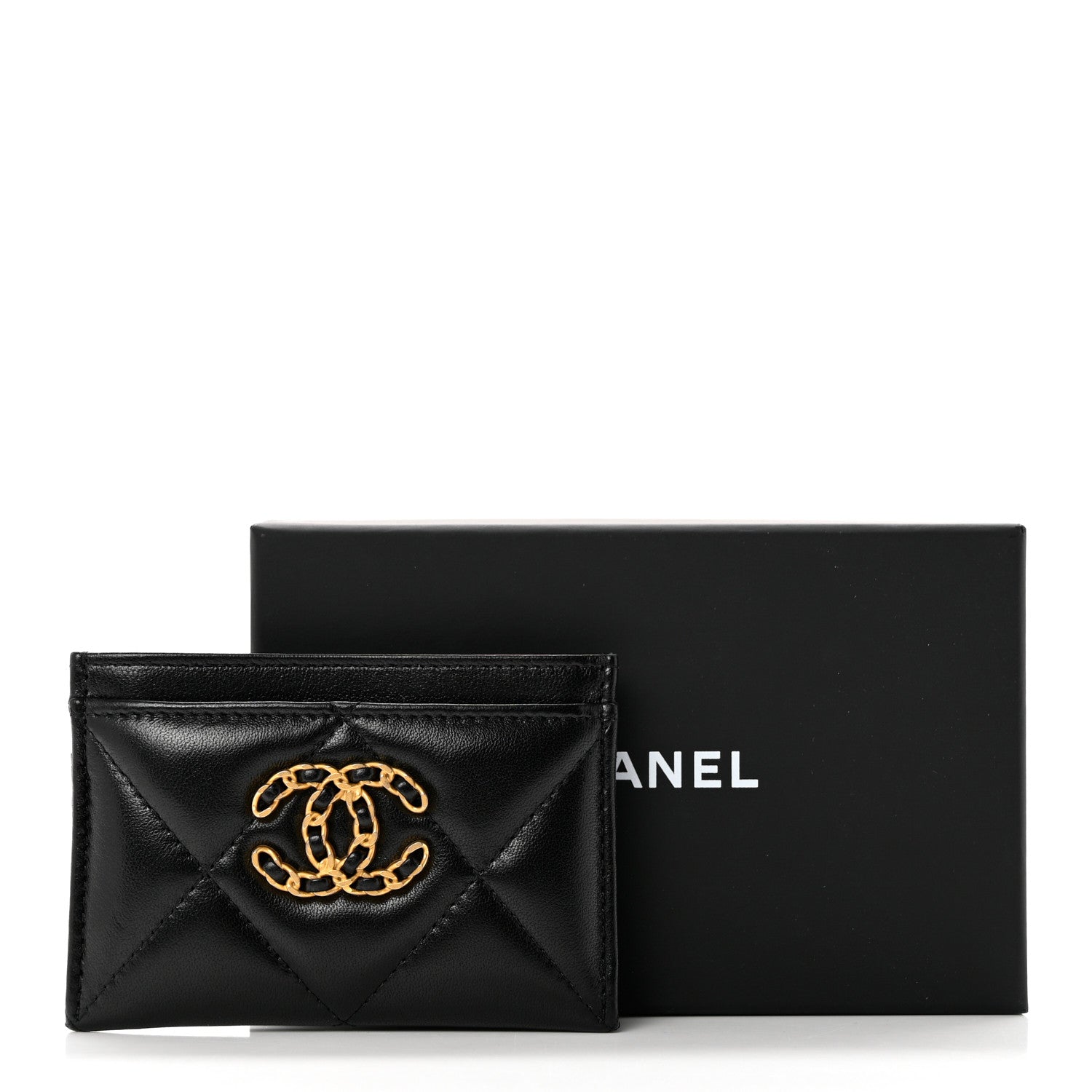 Chanel Lambskin Quilted Chanel 19 Card Holder Black 9 of 9