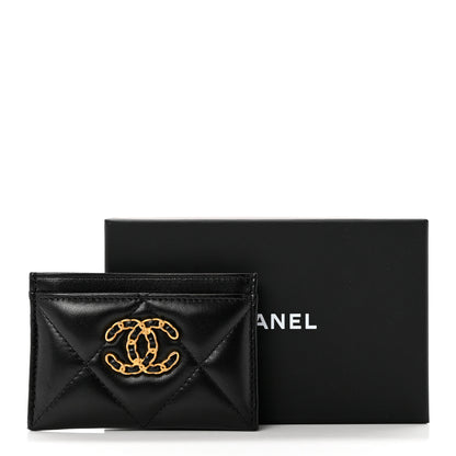 Chanel Lambskin Quilted Chanel 19 Card Holder Black 9 of 9
