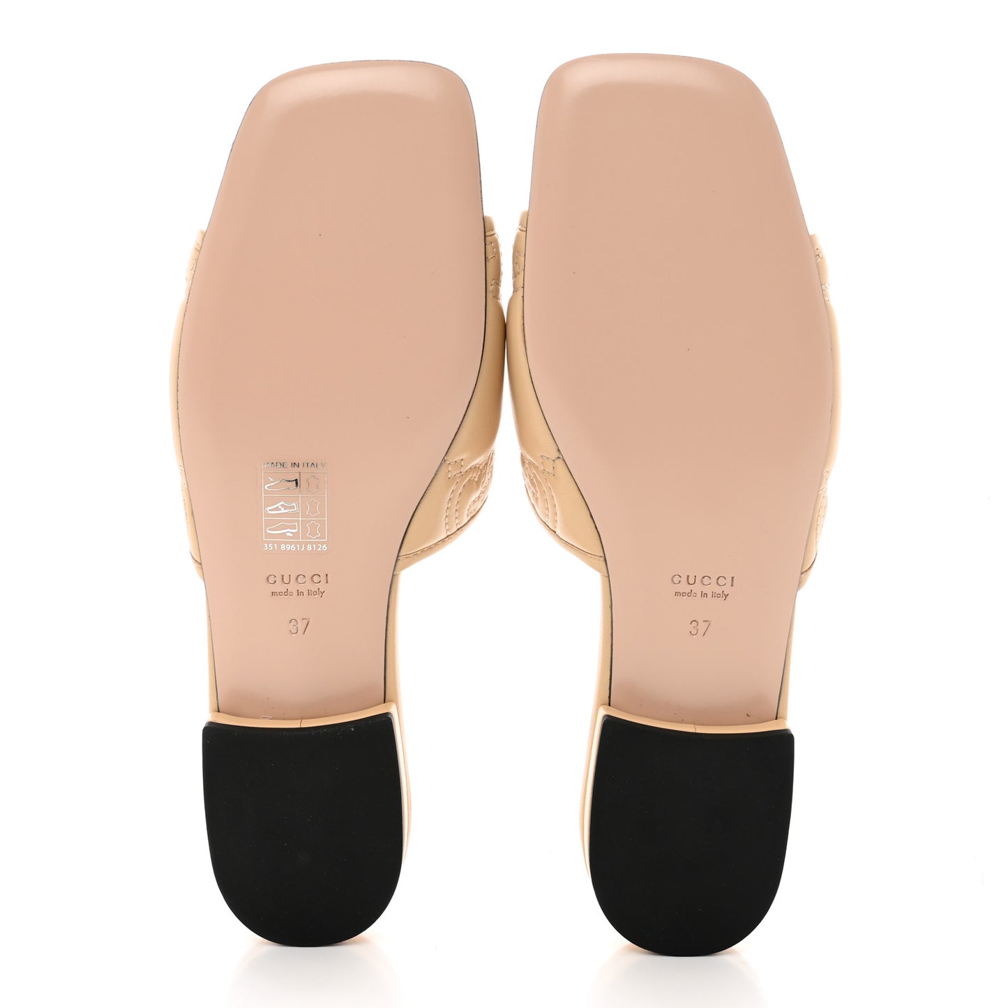 Nappa GG Matelasse GG Marmont Flat Slide Sandals 37 Naturale