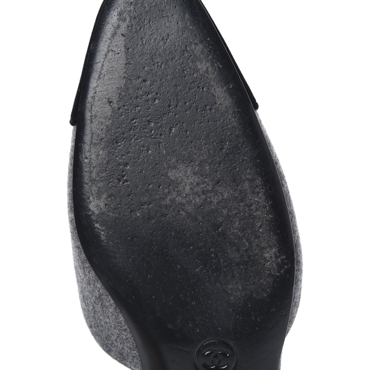 Chanel Wool Velvet Cap Toe CC Slingback Pumps 36.5 Black Grey 8 of 9