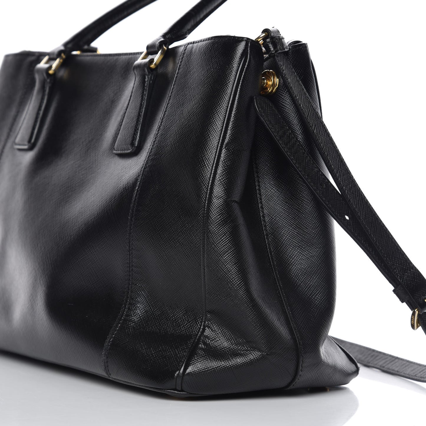 Saffiano Medium Galleria Double Zip Tote Black