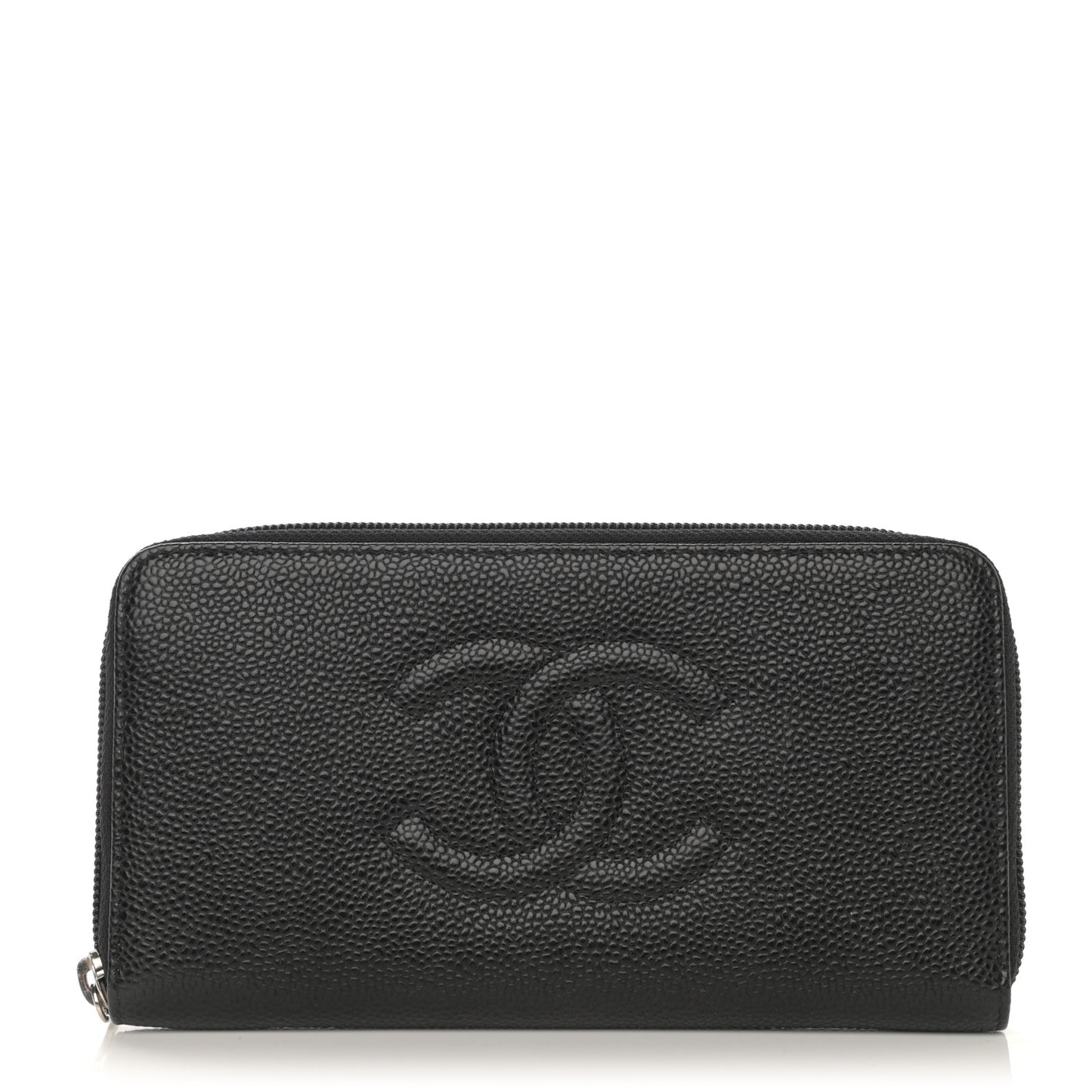 Caviar Large Timeless CC Zip Around Wallet Black