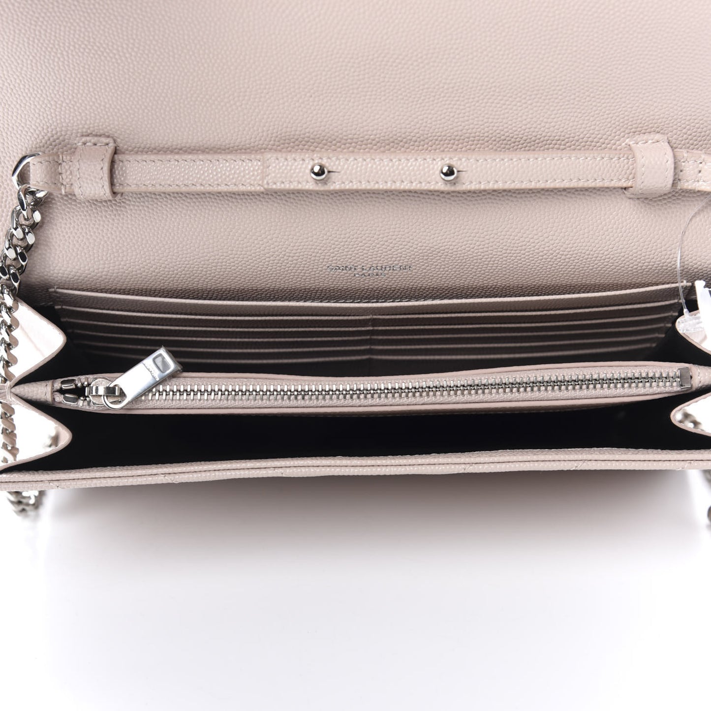 Grain De Poudre Matelasse Chevron Monogram Chain Wallet Pale Pink