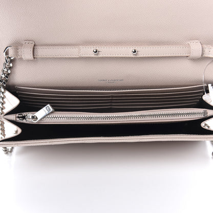 Saint Laurent Grain De Poudre Matelasse Chevron Monogram Chain Wallet Pale Pink 5 of 9