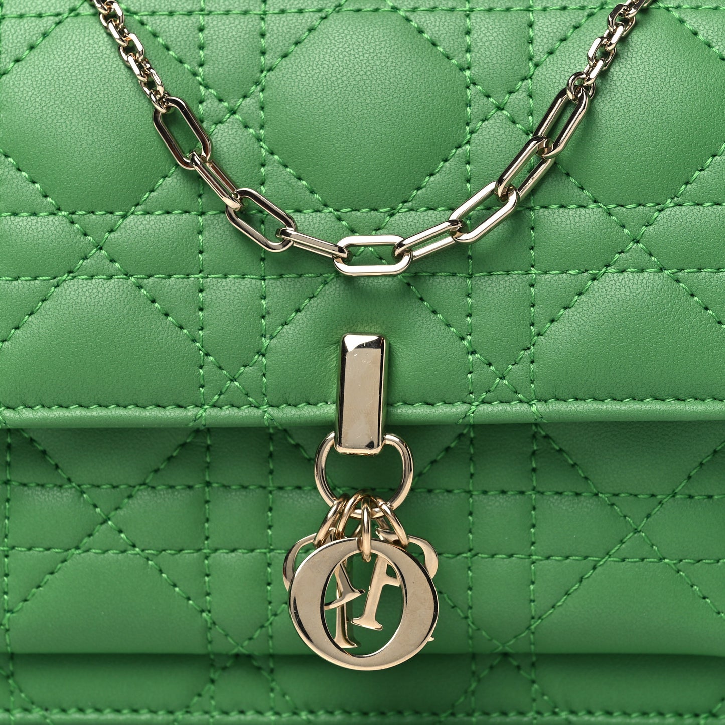 Lambskin Cannage My Dior Daily Chain Pouch Jade Green