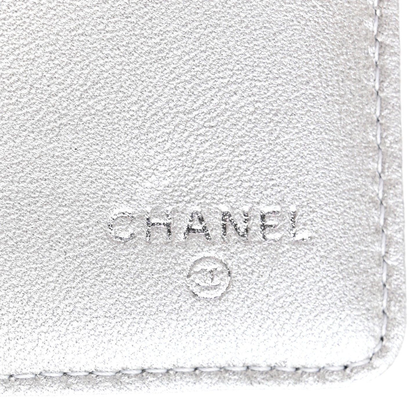 Lambskin Camellia Embossed Large Flap Wallet Black