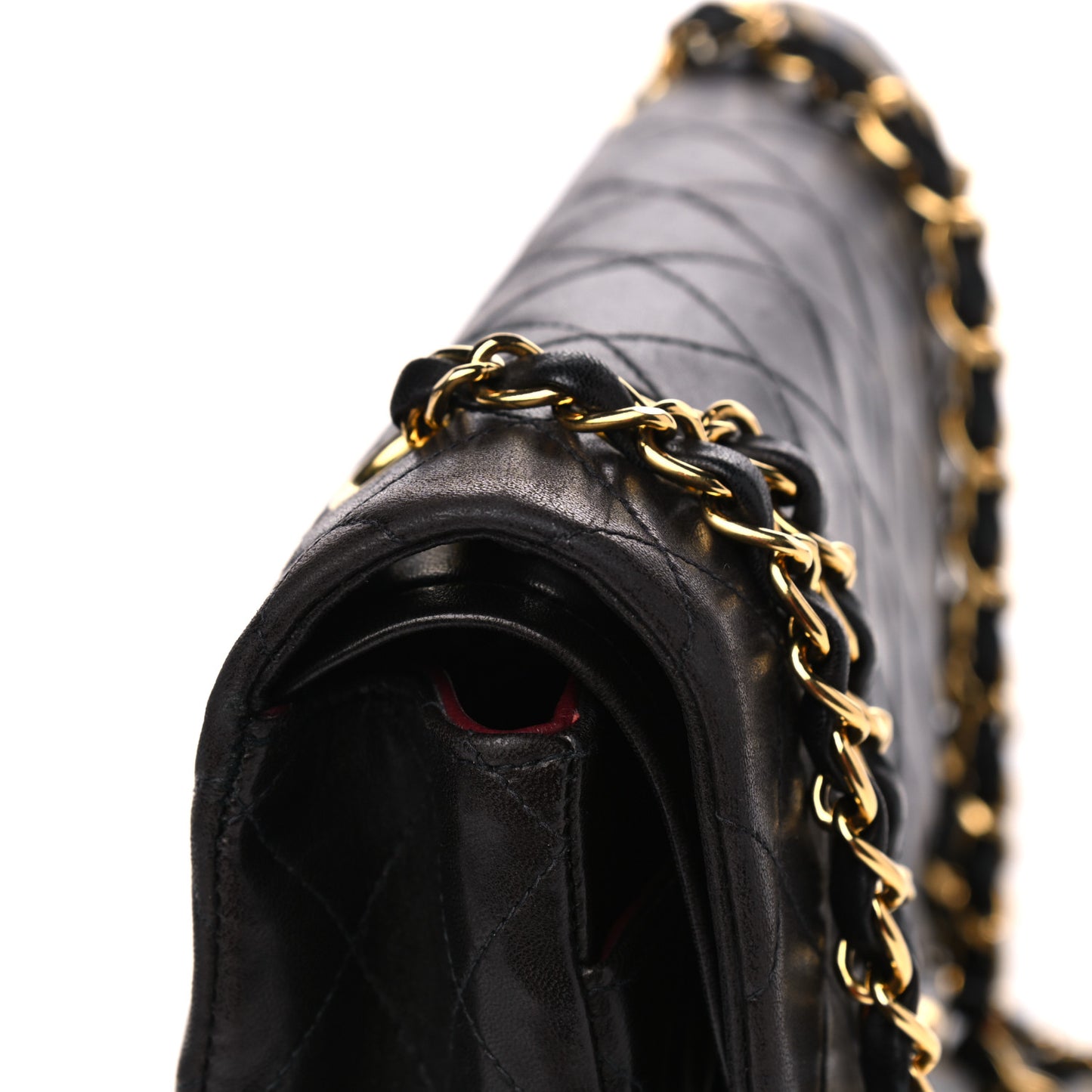 Lambskin Quilted Medium Double Flap Brown