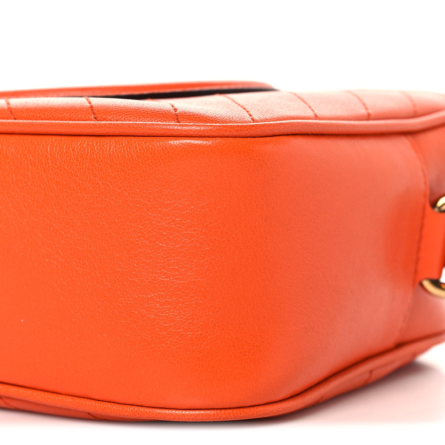 Sakai Be Green Calfskin Diagonal Stitched Small Blondie Shoulder Bag Orange