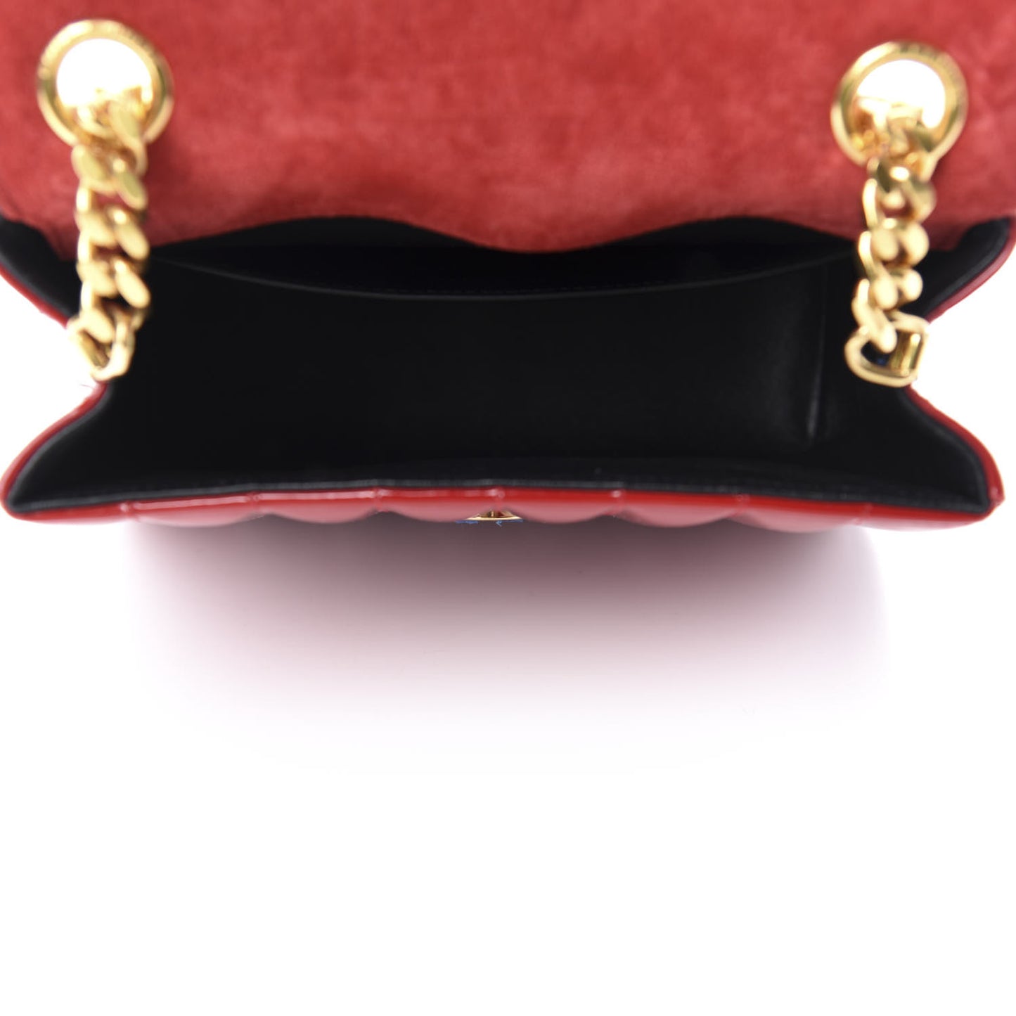 Patent Calfskin Matelasse Monogram Medium Vicky Chain Bag Rouge Eros