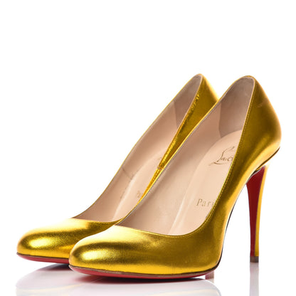 Christian Louboutin Metallic Crinkled Calfskin 100 Pumps 36.5 Gold 3 of 8
