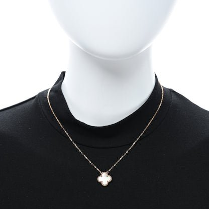 Van Cleef & Arpels 18K Rose Gold Gray Mother of Pearl Vintage Alhambra Pendant Necklace 3 of 4