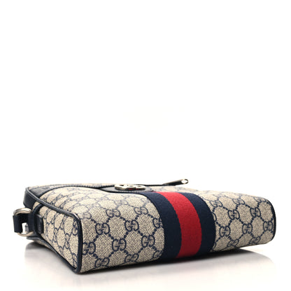 Gucci GG Supreme Monogram Textured Dollar Calfskin Web Small Ophidia Messenger Bag Beige Blue 4 of 12