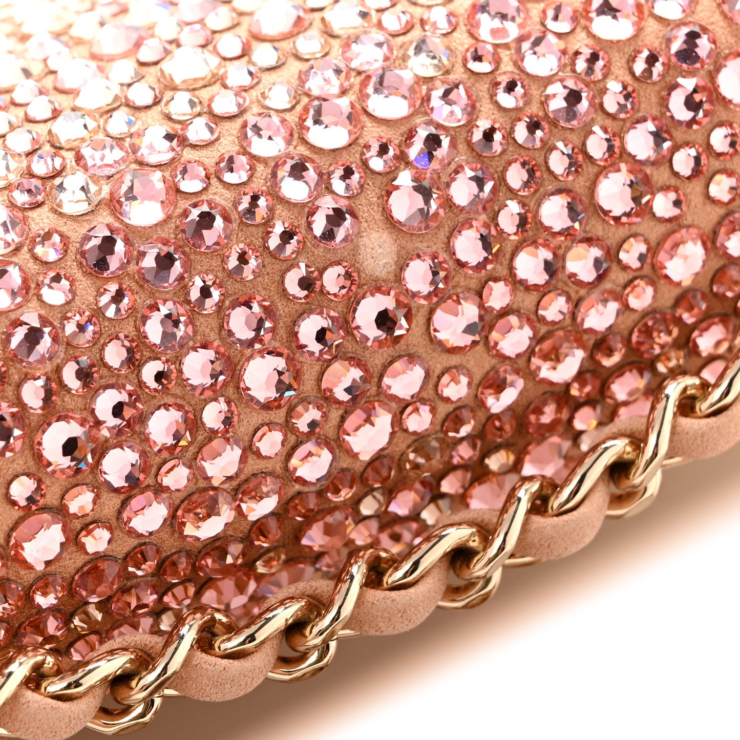 Suede Calfskin Crystal Mini Flap Pink Golden