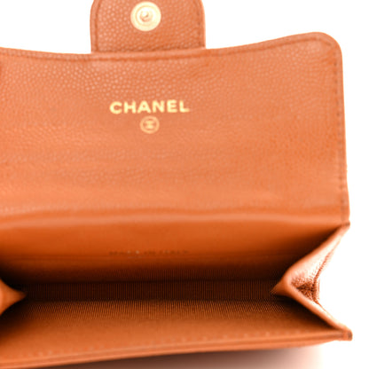 Chanel Caviar Quilted Flap Card Holder Wallet Light Brown 5 of 9