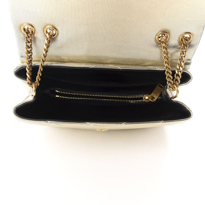 Saint Laurent Metallic Calfskin Y Quilted Small Loulou Monogram Chain Satchel Platino 5 of 10