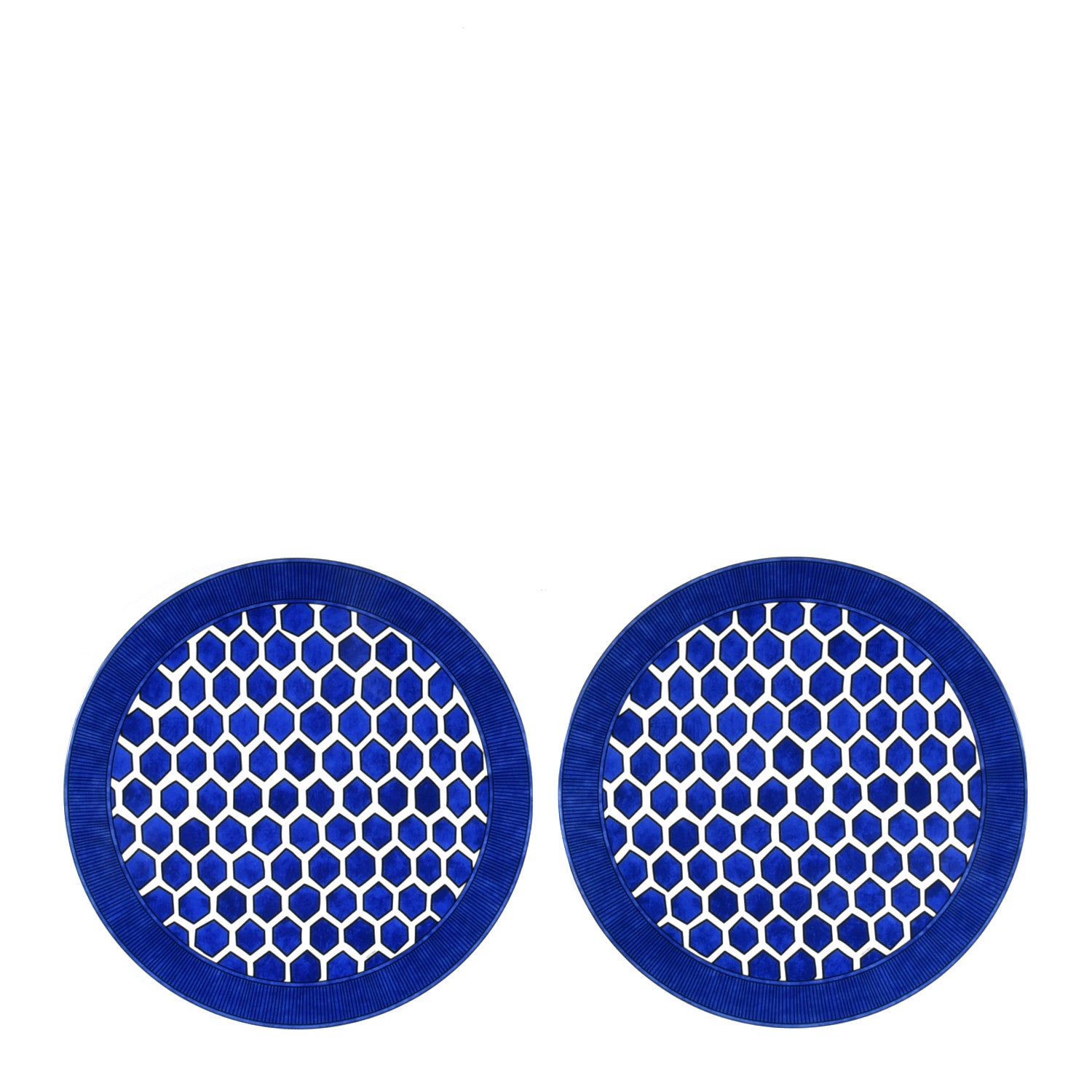 Hermes Porcelain Bleus D'Ailleurs Presentation Plate Set of 2 1 of 6