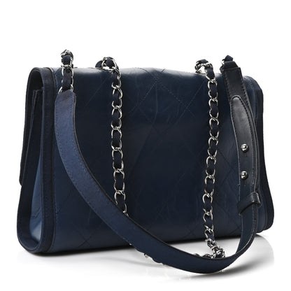 Chanel Calfskin Stitched Medium Single Flap Navy 3 of 10
