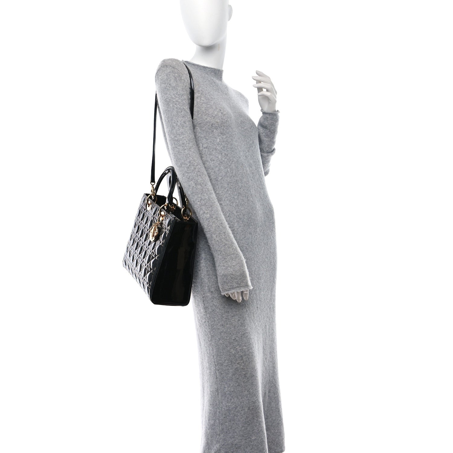 Christian Dior Patent Cannage Large Lady Dior Black 2 of 8