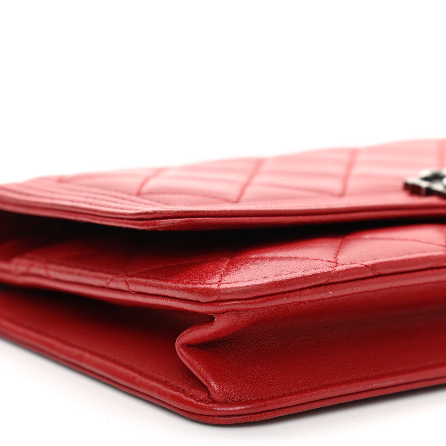 Chanel Lambskin Quilted Boy Wallet On Chain WOC Red 10 of 11