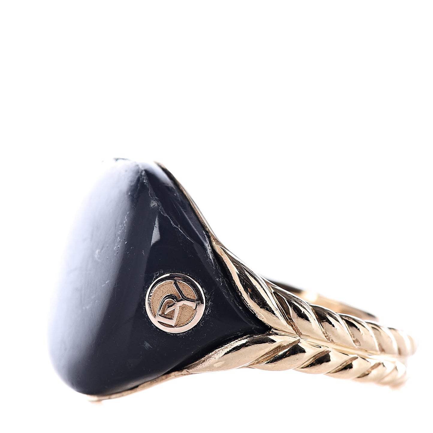 18K Yellow Gold Black Enamel Pinky Ring 47 4