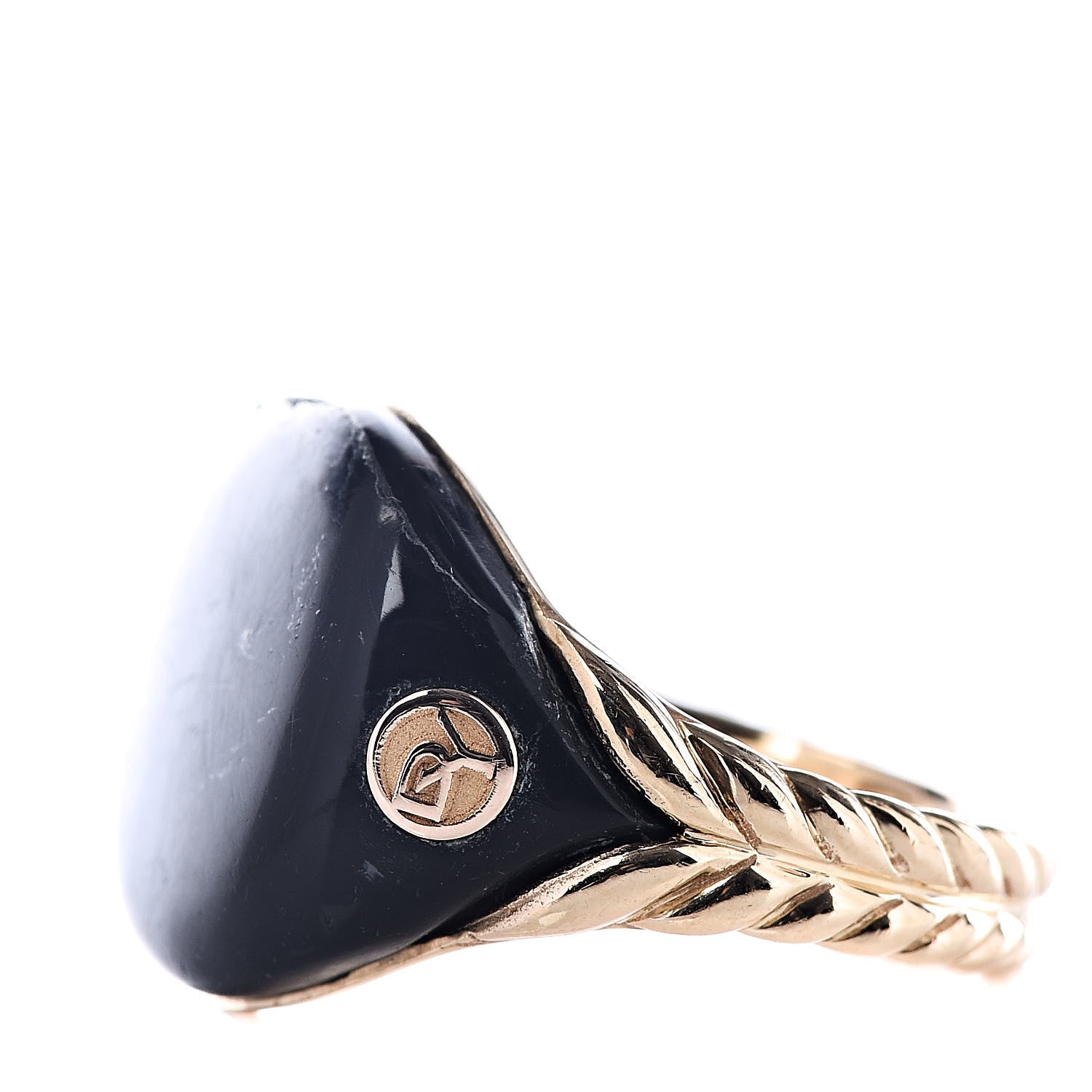 David Yurman 18K Yellow Gold Black Enamel Pinky Ring 47 4 3 of 6