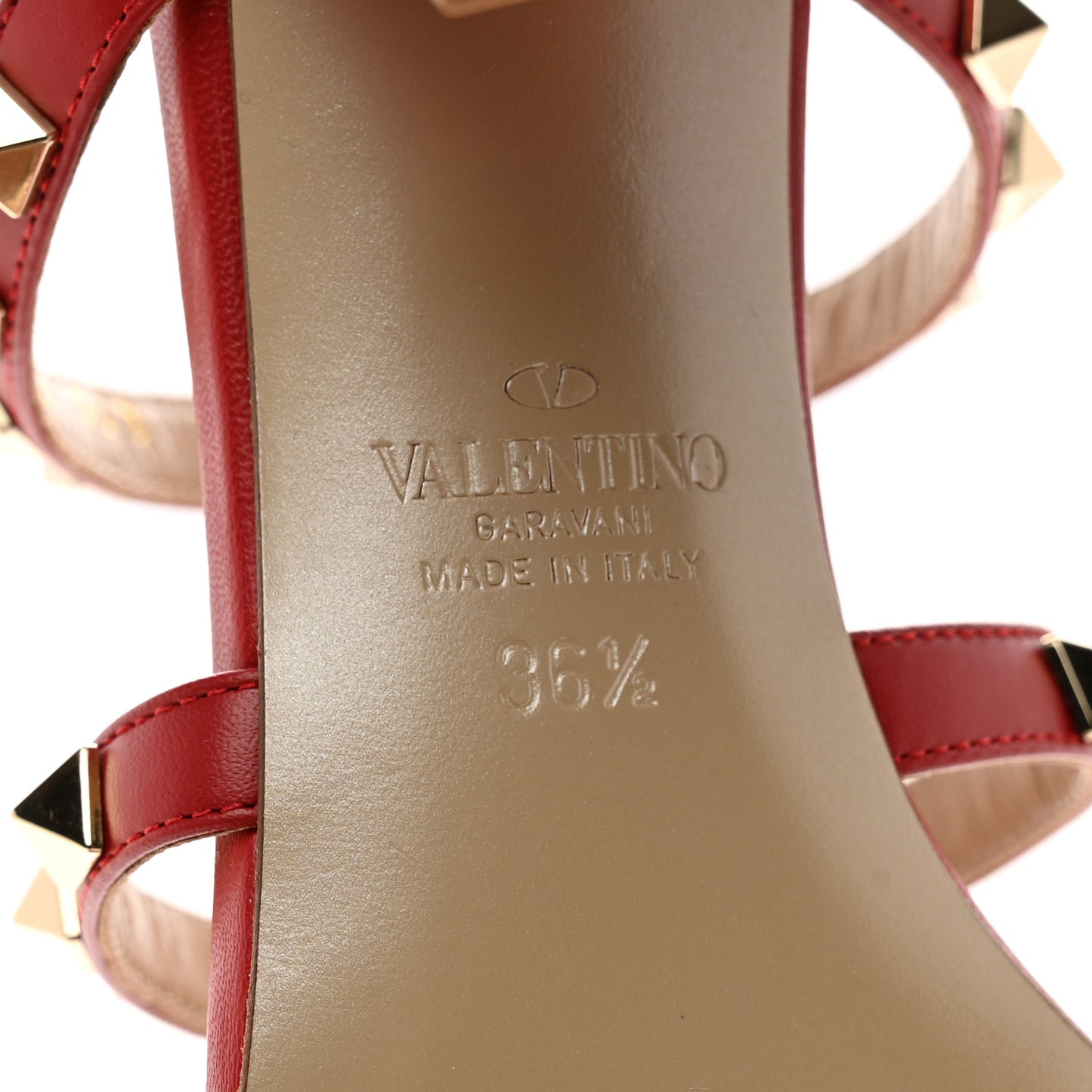 Calfskin Nappa Rockstud 60mm Caged Slide Sandals 36.5 Rosso Valentino