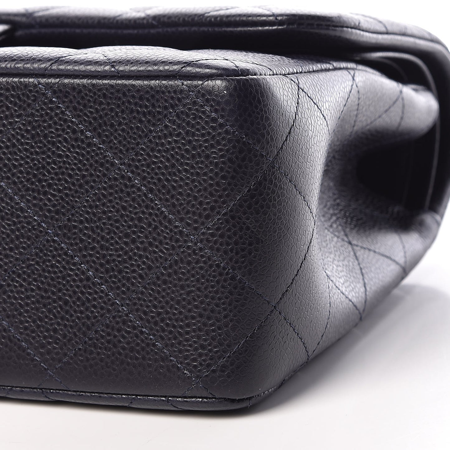 Caviar Quilted Jumbo Double Flap Navy Blue