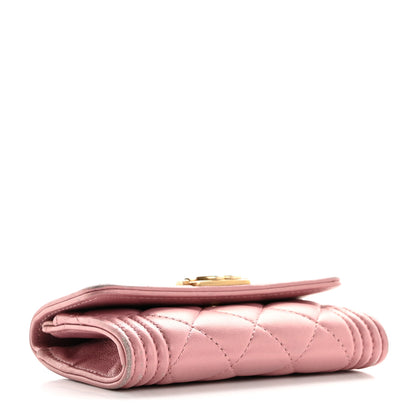 Chanel Metallic Lambskin Quilted Boy Flap Card Holder Pink 4 of 12